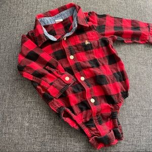 3/$12 BabyGap 18m Long-Sleeve Button-Front flannel Shirt Bodysuit